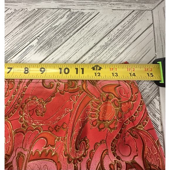 Vtg Harold’s Silk Pink & Red Paisley Floral Skirt With Fringe Size 8 - Picture 3 of 8